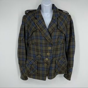 L.A.M.B. Gwen Stefani Tartan Plaid Wool Blazer Jacket-EUC Size 6